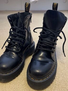 Dr. Martens Black Platform Lace-Up Zip Combat Boots